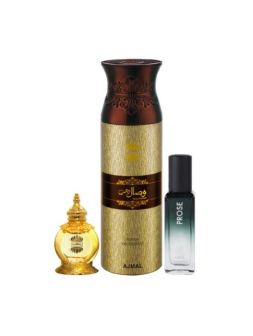 ajmal mukhallat al wafa cp 12ml & wisal dhahab deo of 200ml & prose edp 20ml for unisex + 2 parfum testers - 17607309 - Very Small Image - 1