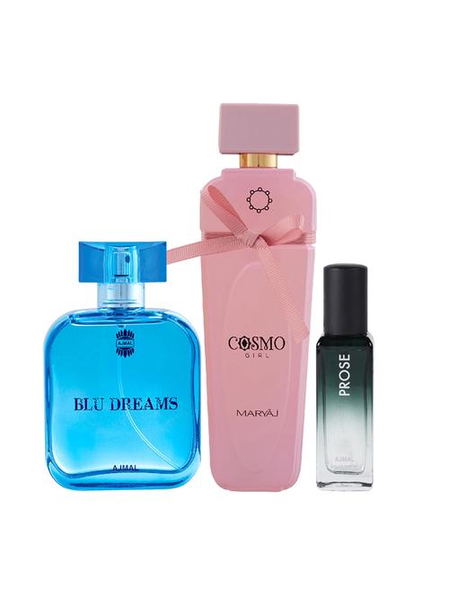 ajmal blu dreams 100ml and ryaj cosmogirl 100ml edp & prose edp 20ml (total 220ml) for unisex + 2 parfum testers - 17607312 - Very Small Image - 1
