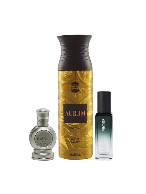ajmal musk rose cp 12ml and aurum cp 10ml & prose edp 20ml (total 42ml) for unisex + 2 parfum testers - 17607317 - Very Small Image - 1