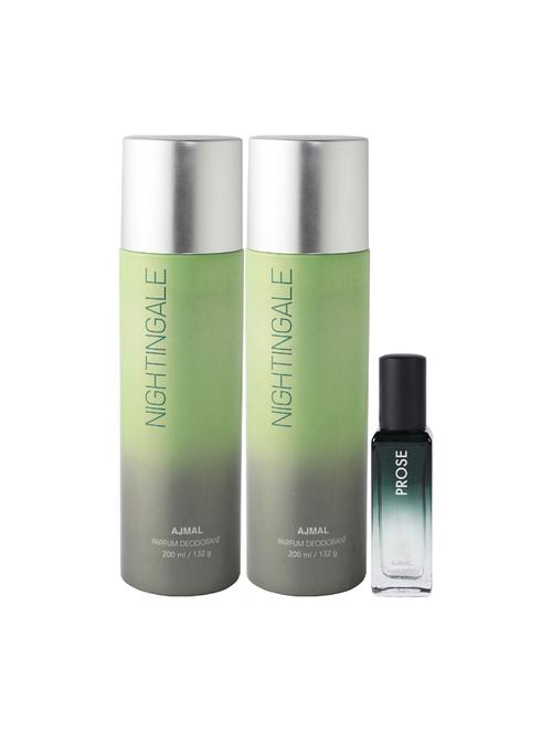 ajmal 2 nightingale deo each 200ml & prose edp 20ml (total 420ml) for unisex + 2 parfum testers - 17607322 - Very Small Image - 1