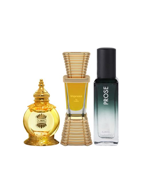 ajmal mukhallat al wafa cp 12ml and impress cp 10ml & prose edp 20ml (total 42ml) for unisex + 2 parfum testers - 17607337 - Very Small Image - 1
