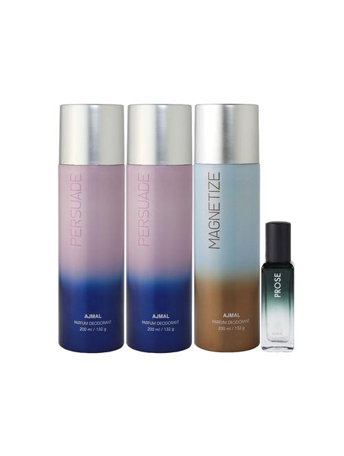 ajmal 2 persuade & magnetize deo each 200ml & prose edp 20ml pack of 3 (total 620ml) for men & women + 2 parfum testers - 17607355 - Very Small Image - 1