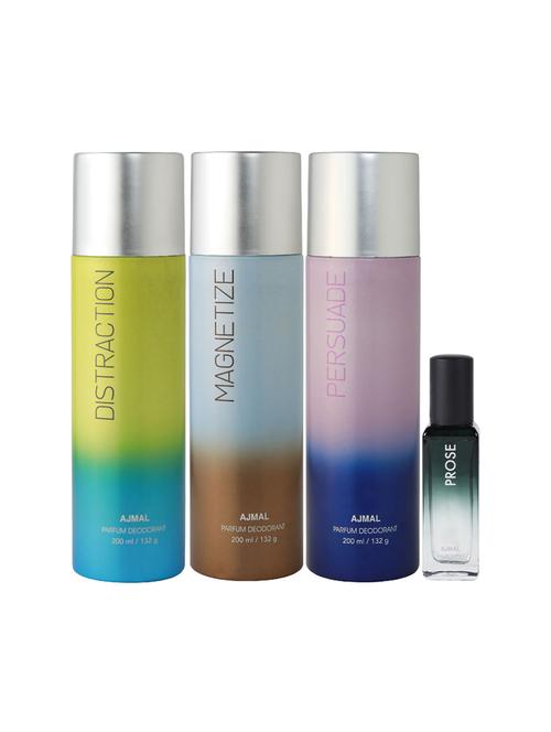 ajmal distraction & magnetize & persuade deo each 200ml & prose edp 20ml for unisex + 2 parfum testers - 17607356 - Very Small Image - 1