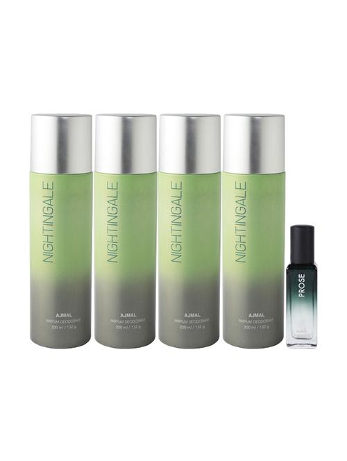 ajmal 4 nightingale deo each 200ml & prose edp 20ml (total 820ml) for unisex + 2 parfum testers - 17607383 - Very Small Image - 1