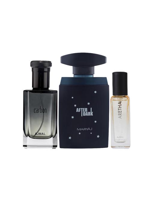 ajmal carbon & after dark each of 100ml & aretha edp 20ml edp (total 220ml) for unisex + 2 parfum testers - 17607403 - Very Small Image - 1