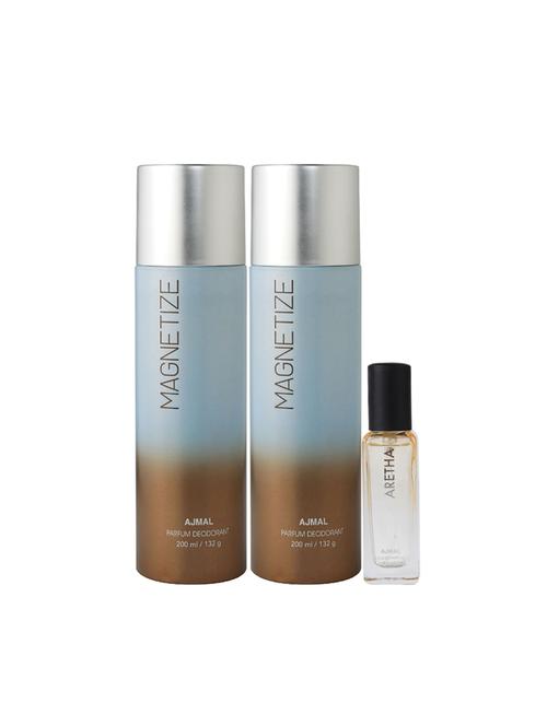 ajmal 2 magnetize deo each 200ml & aretha edp 20ml (total 420ml) for unisex + 2 parfum testers - 17607409 - Very Small Image - 1