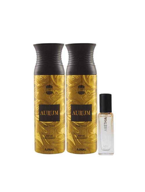 ajmal 2 aurum deo 200ml & aretha edp 20ml pack of 3 (total 420ml) for men & women (3 items in the set) - 17607413 - Very Small Image - 1