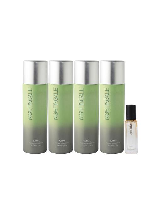 ajmal 4 nightingale deo each 200ml & aretha edp 20ml (total 820ml) for unisex + 2 parfum testers - 17607471 - Very Small Image - 1