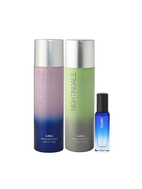 ajmal persuade & nightingale deo each 200ml & yearn edp 20ml (total 420ml) for unisex + 2 parfum testers - 17607479 - Very Small Image - 1