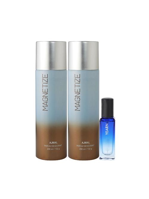 ajmal 2 magnetize deo each 200ml & yearn edp 20ml pack of 3 (total 420ml) for men & women + 2 parfum testers - 17607497 - Very Small Image - 1