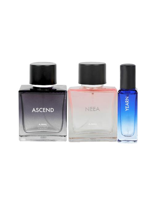 ajmal ascend & neea edp each 100ml & yearn edp 20ml (total 220ml) for unisex + 2 parfum testers - 17607502 - Very Small Image - 1