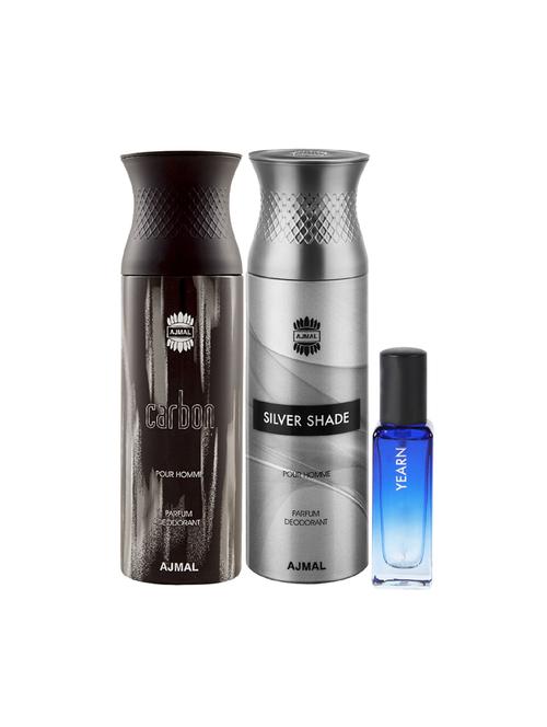 ajmal carbon & silvershade deo each of 200ml & yearn edp 20ml pack of 3 (total 420ml) for men & women - 17607509 - Very Small Image - 1