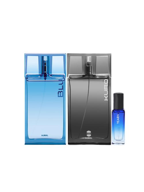 ajmal blu and kuro edp each of 90ml & yearn edp 20ml (total 200ml) for unisex + 2 parfum testers - 17607516 - Very Small Image - 1