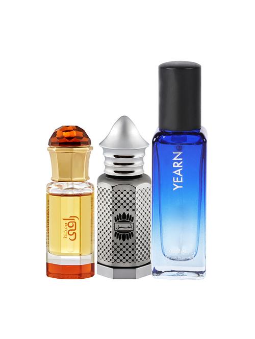 ajmal muhallat raqi cp 10ml and asher cp 12ml & yearn edp 20ml (total 42ml) for unisex + 2 parfum testers - 17607518 - Very Small Image - 1