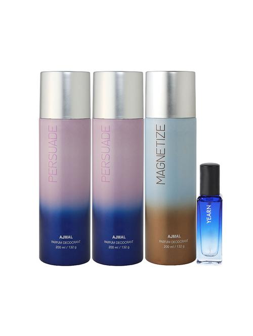 ajmal 2 persuade & magnetize deo each 200ml & yearn edp 20ml (total 620ml) for unisex + 2 parfum testers - 17607531 - Very Small Image - 1