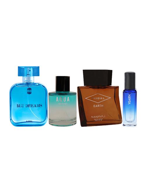 ajmal blu dreams & aqua brooke & tribal earth edp 100ml & yearn edp 20ml pack of 4 for unisex 2 parfum testers - 17607539 - Very Small Image - 1