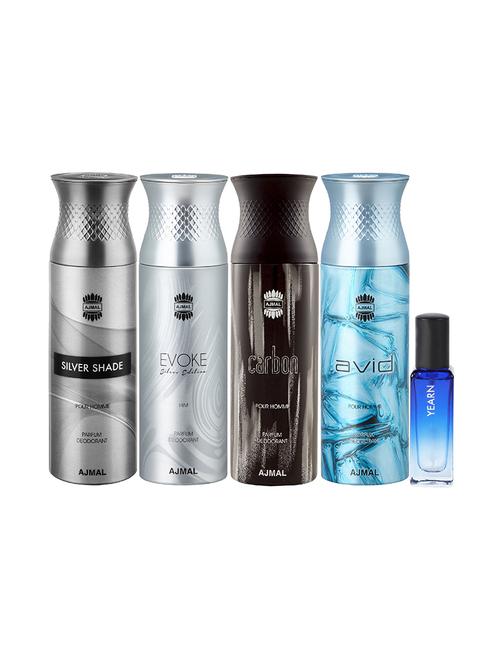 ajmal silver shade & evokesilver edition homme & carbon & avid deo 200ml & yearn edp 20ml pack of 5 for unisex - 17607553 - Very Small Image - 1