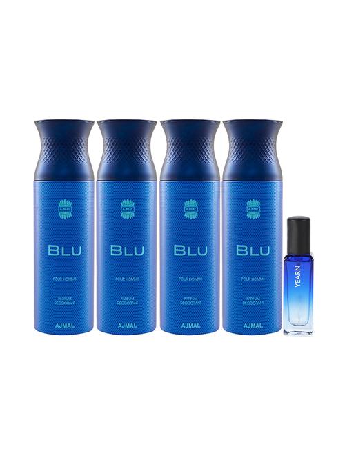 ajmal 4 blu deo each 200ml & yearn edp 20ml pack of 5 (total 820ml) for unisex + 2 parfum testers - 17607555 - Very Small Image - 1