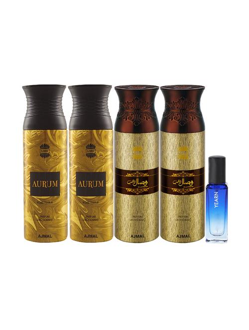 ajmal 2 aurum & 2 wisal dhahab deo each 200ml & yearn edp 20ml pack of 5 (total 820ml) for unisex - 17607556 - Very Small Image - 1