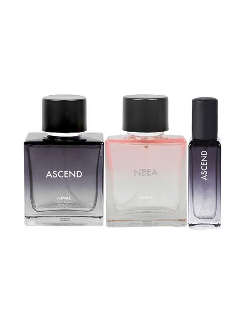 ajmal ascend & neea edp each 100ml & ascend edp 20ml pack of 3 (total 220ml) for men & women + 2 parfum testers - 17607590 - Very Small Image - 1