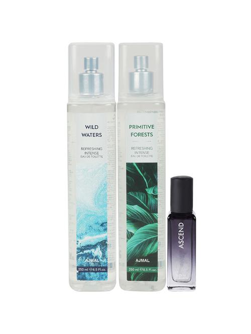 ajmal wild waters & primitive forest edt each 250ml & ascend edp 20ml (total 520ml) for unisex + 2 parfum testers - 17607603 - Very Small Image - 1