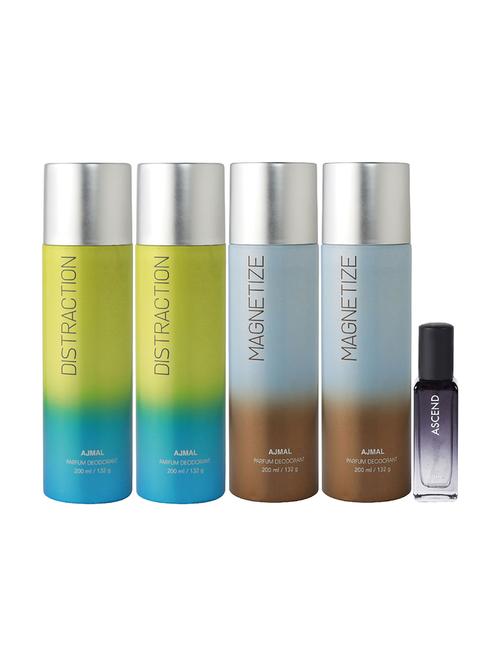 ajmal 2 distraction & 2 magnetize deo each 200ml & ascend edp 20ml (total 820ml) for unisex - 17607637 - Very Small Image - 1