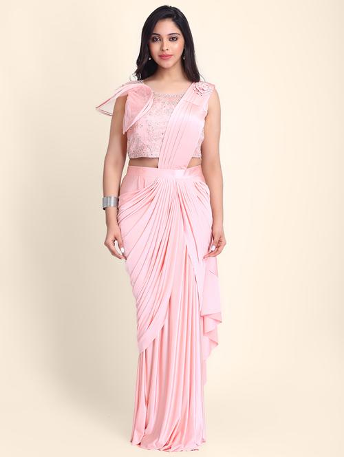 sequined draped saree with blouse - 17607783 - Very Small Image - 1