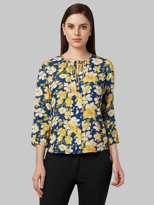 tie up neck floral top - 17608067 - Very Small Image - 1