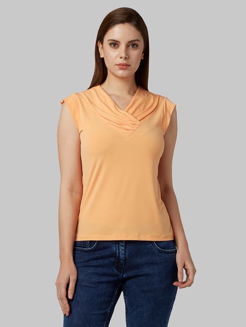 v-neck solid top - 17608095 - Very Small Image - 1