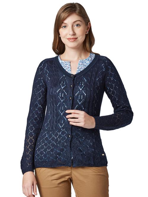 v-neck textured cardigan - 17608579 - Very Small Image - 1