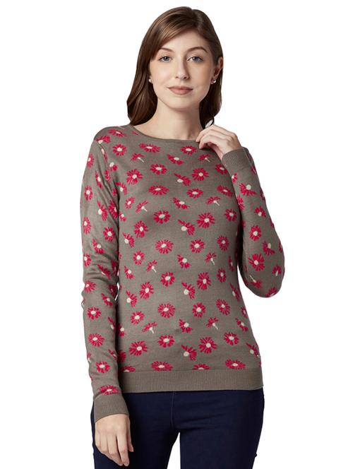 round neck floral pullover - 17608615 - Very Small Image - 1