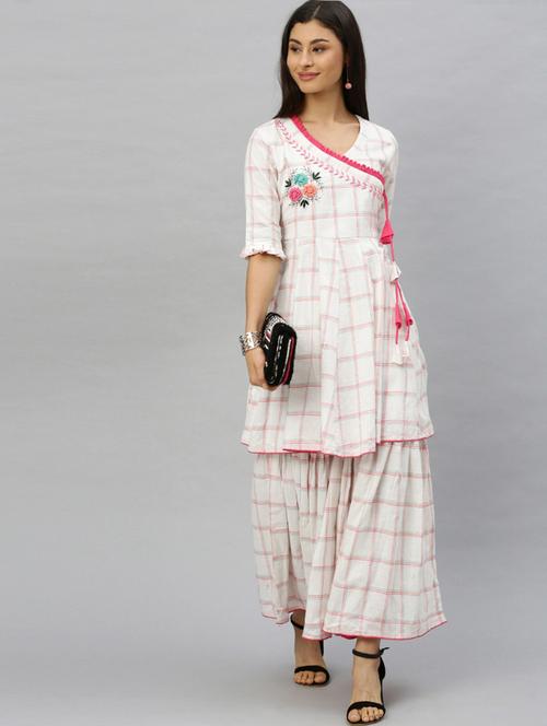 offwhite cotton kurta sharara set - 17608648 - Very Small Image - 1