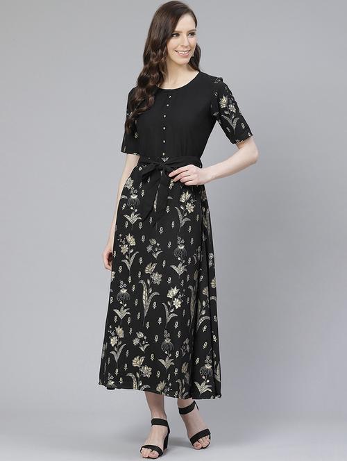 printed flared ethnic dress - 17608705 - Very Small Image - 1
