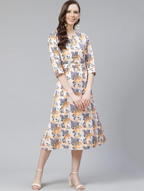 printed flared ethnic dress - 17608708 - Very Small Image - 1