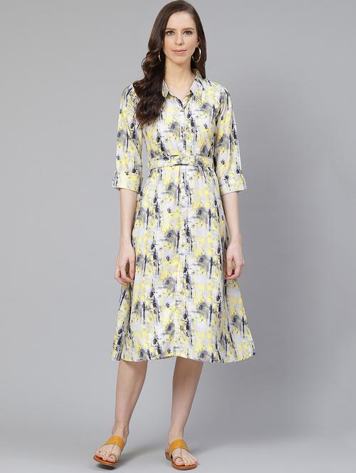 printed flared ethnic dress - 17608710 - Very Small Image - 1