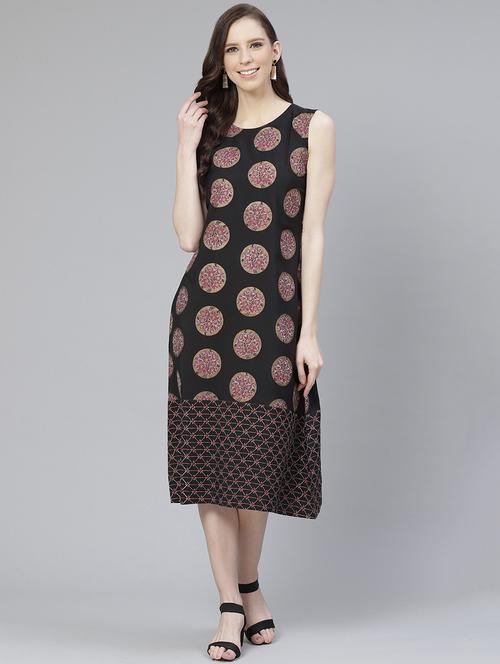 printed a-line ethnic dress - 17608732 - Very Small Image - 1