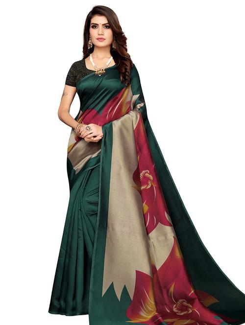 floral printed saree with blouse - 17609251 - Very Small Image - 1