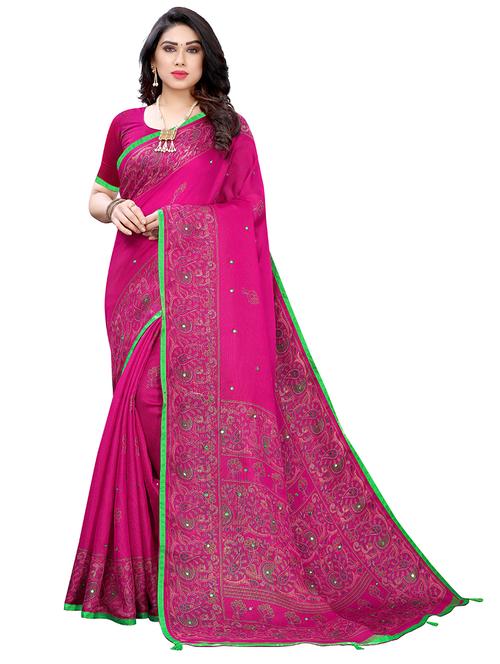 floral printed saree with blouse - 17609276 - Very Small Image - 1