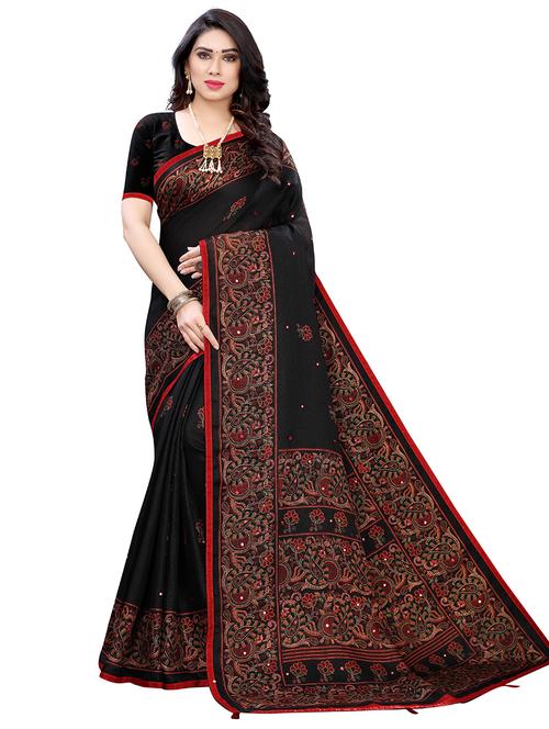 paisley printed saree with blouse - 17609279 - Very Small Image - 1