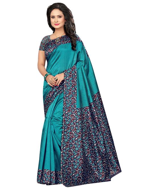 floral printed saree with blouse - 17609303 - Very Small Image - 1
