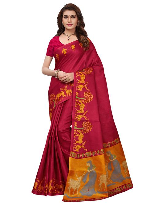 conversational printed saree with blouse - 17609307 - Very Small Image - 1