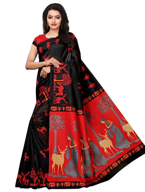 conversational printed saree with blouse - 17609312 - Very Small Image - 1