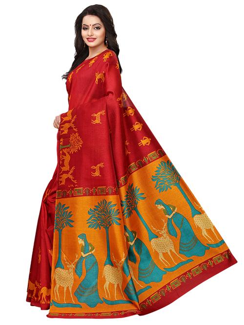 conversational printed saree with blouse - 17609313 - Very Small Image - 1