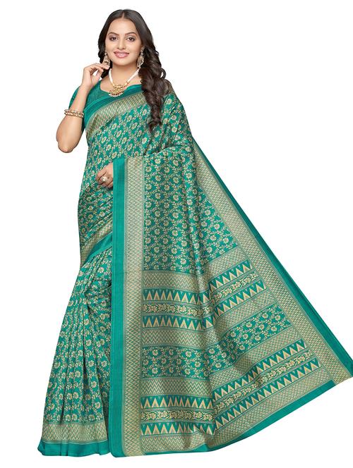 floral ikat saree with blouse - 17609316 - Very Small Image - 1