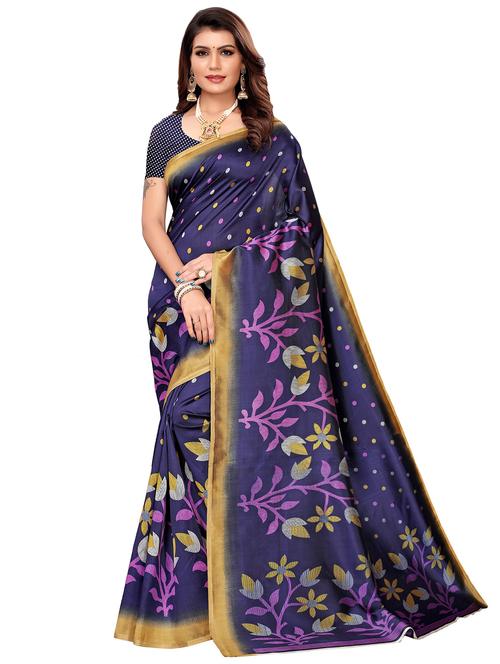 floral printed saree with blouse - 17609332 - Very Small Image - 1