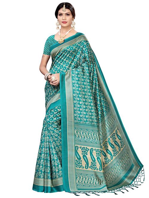 floral printed saree with blouse - 17609365 - Very Small Image - 1