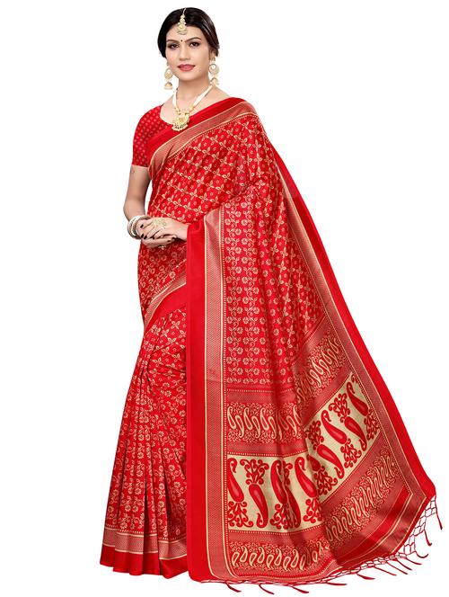 floral printed saree with blouse - 17609366 - Very Small Image - 1