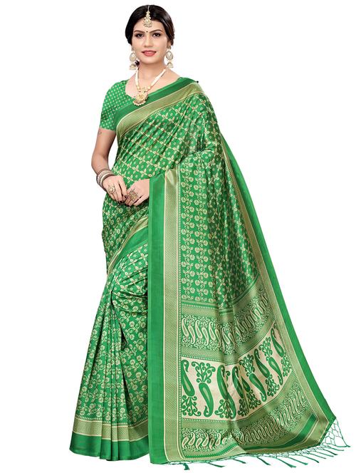 floral printed saree with blouse - 17609368 - Very Small Image - 1