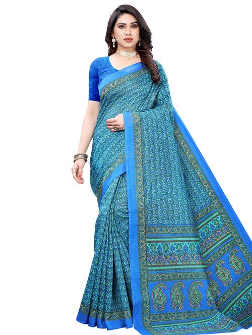 floral printed saree with blouse - 17609403 - Very Small Image - 1