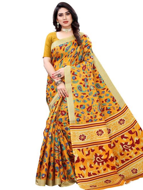 floral printed saree with blouse - 17609405 - Very Small Image - 1